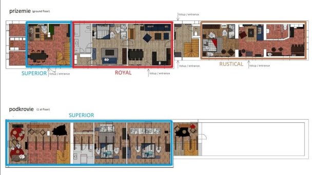 Pôdorysy apartmánov.