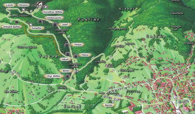 mapa Náučného chodníka v Štiavnických vrchoch dlhá cca 5 km