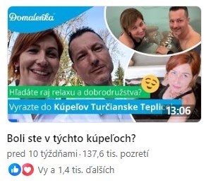 vlog kúpele Turčianske Teplice na Facebooku